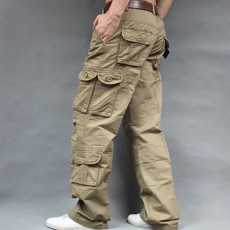 Men'S Fashion Khaki Pants - Modieuze Casual Cargo Broek Heren Multi-Pocket