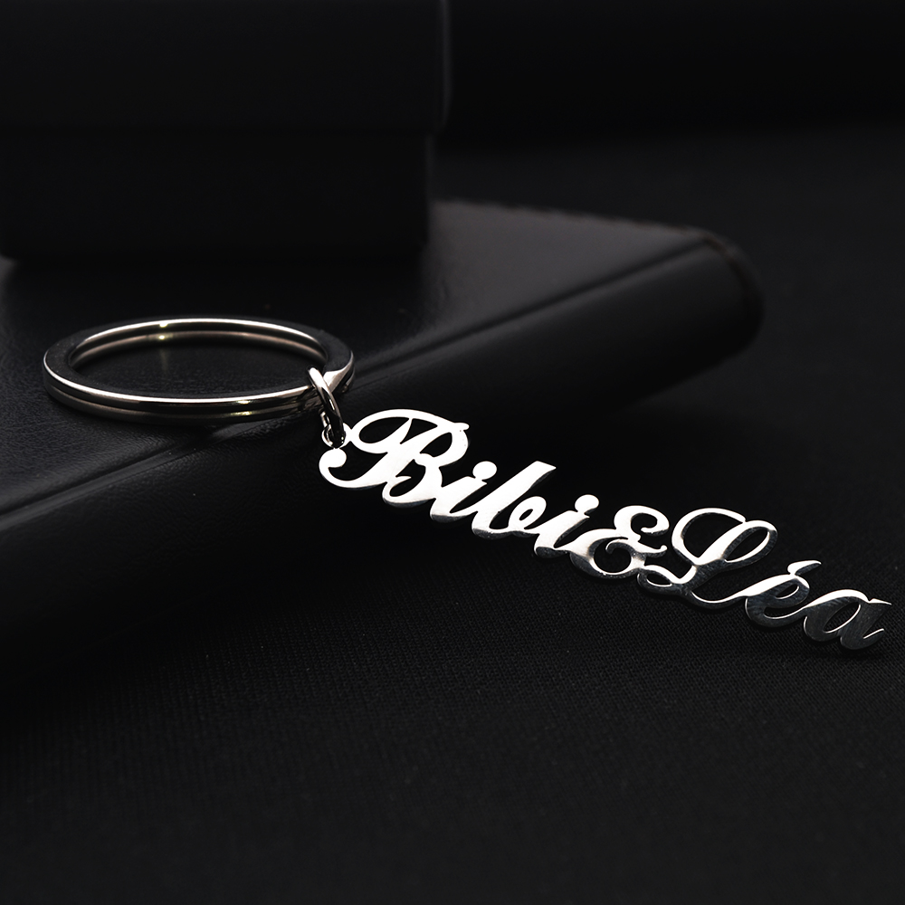 Men'S Fashion Gold Chain - Gepersonaliseerde Aangepaste Engelse Naam Sleutelhanger Rvs