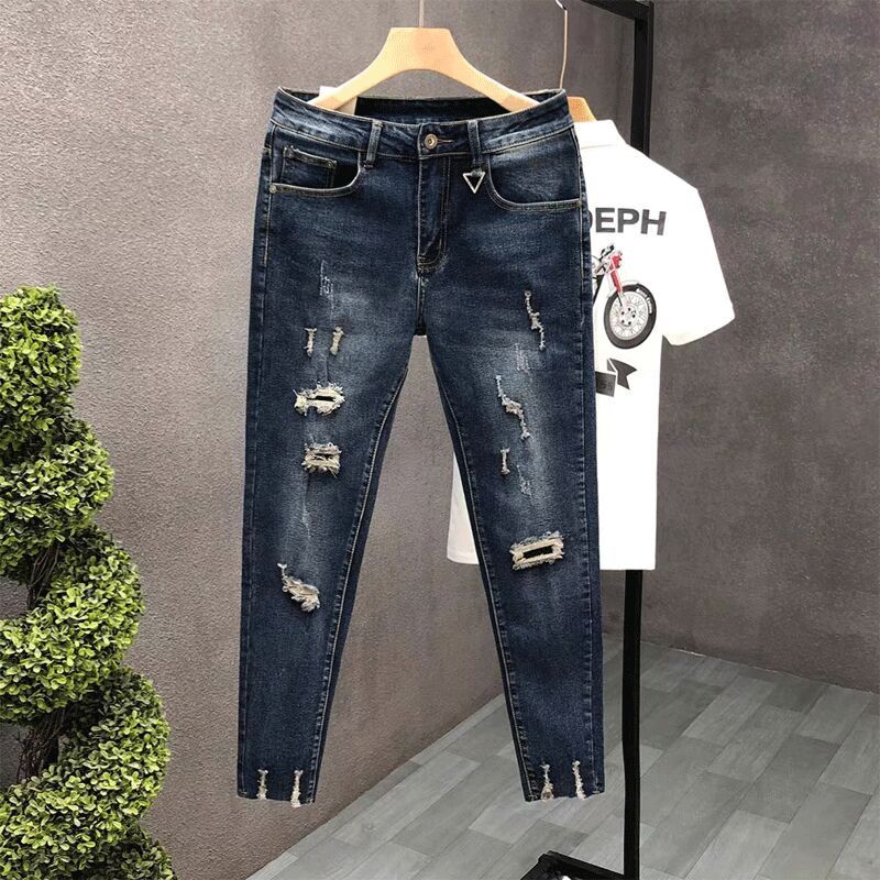 Men'S Fashion Jeans 2025 - Bijgesneden jeans voor heren Gescheurde broeken