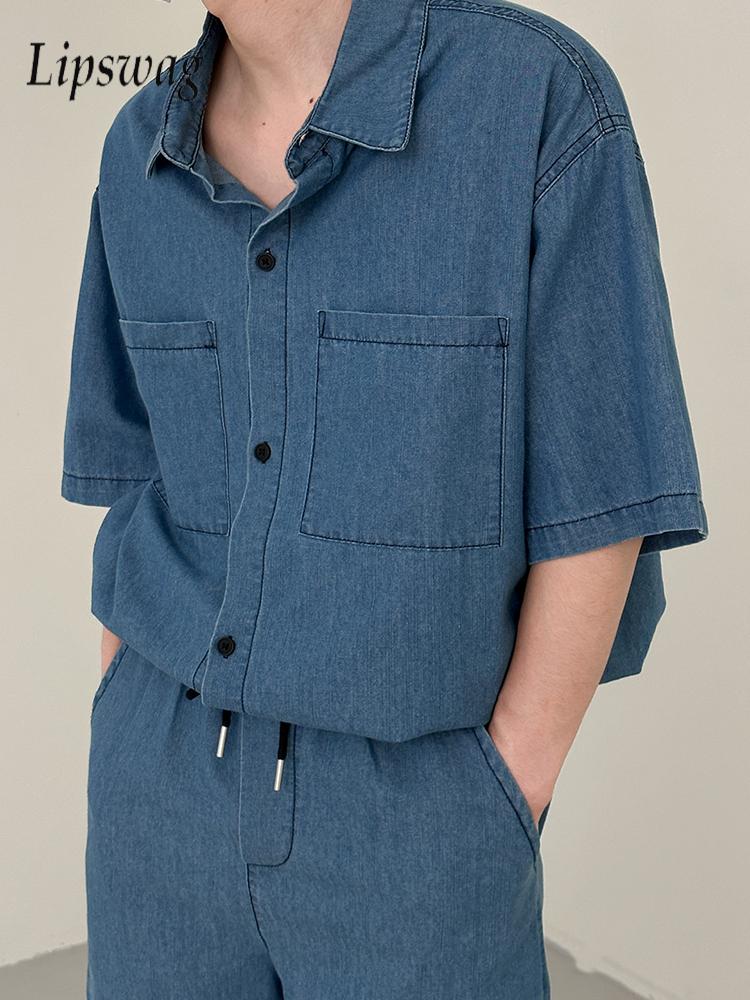 Jeans Shirt Fashion For Men - Streetwear Vintage Heren Jeans Tweedelige Pakken