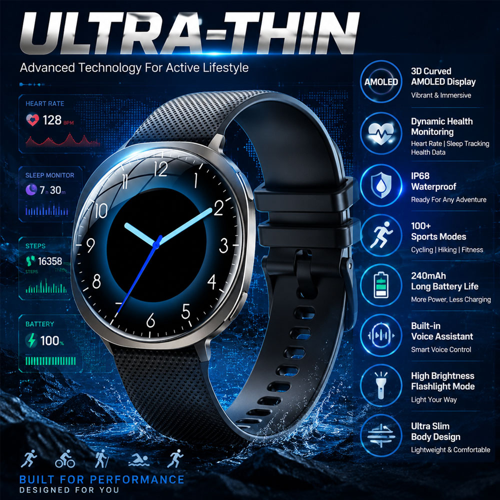 Men'S Fashion Week 2026 - Nieuw slim horloge Tracking Fitness Voice