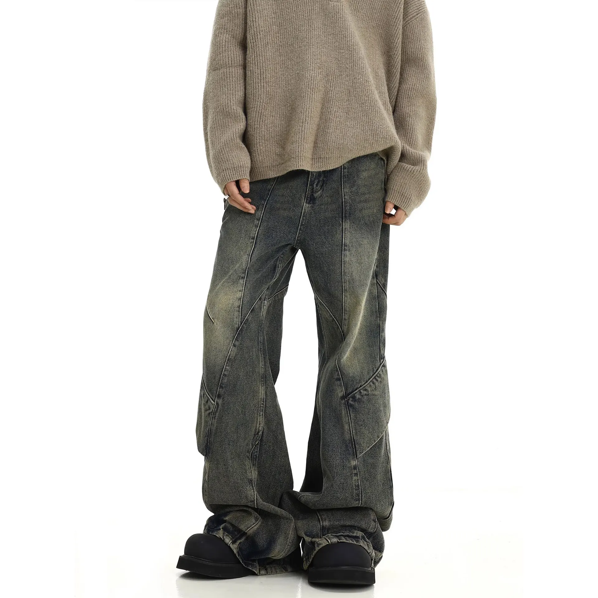 Men'S Fashion Jeans 2025 - Mannen Jeans Denim Flare Broek Vloerlengte