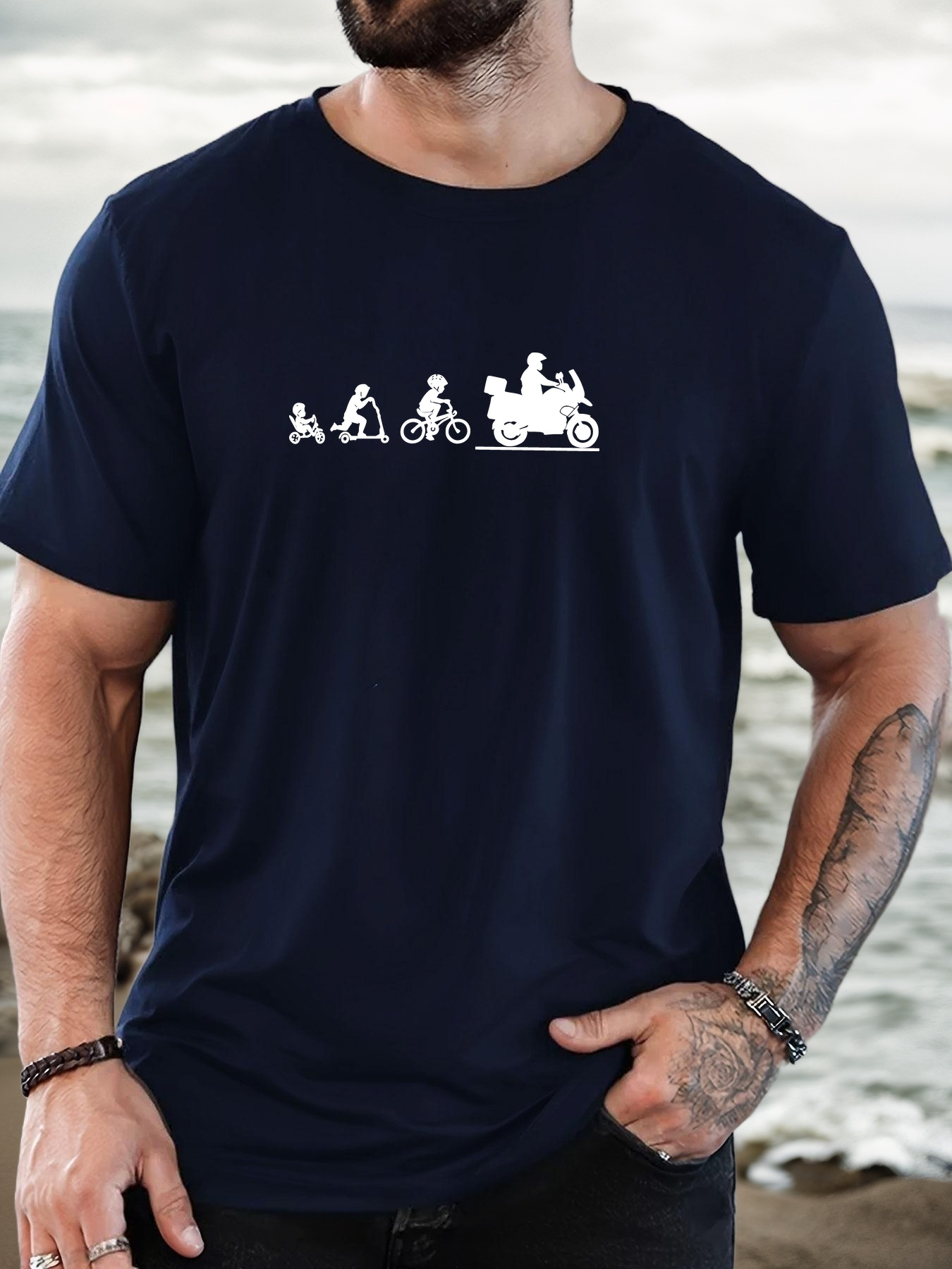 Men'S Fashion Evolution - Mode Heren Zwart Basic T-shirt Bezorgman