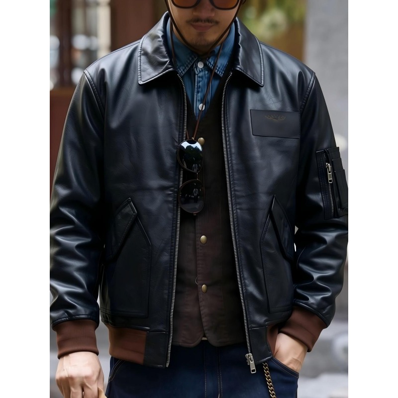 Bomber Jacket Men - 45P Vintage Aviator Flight Jacket Heren