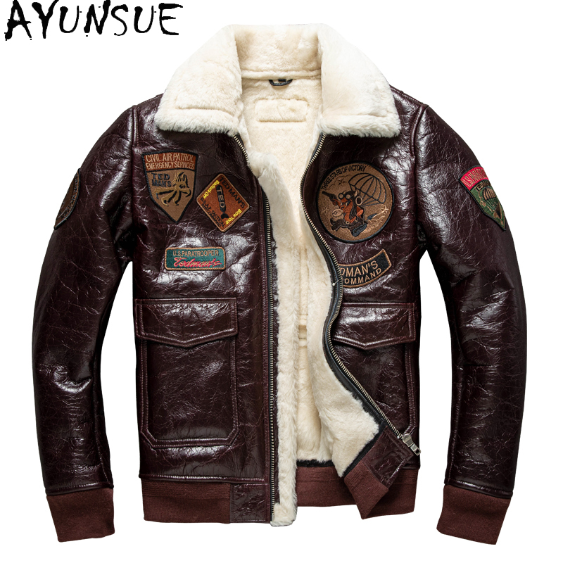 Bomber Jacket Men - AYUNSUE Winter Leren Jas Mannen Kleding