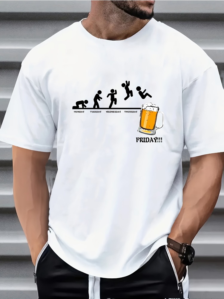 Men'S Fashion Evolution - Heren zomer T-shirt met ronde hals