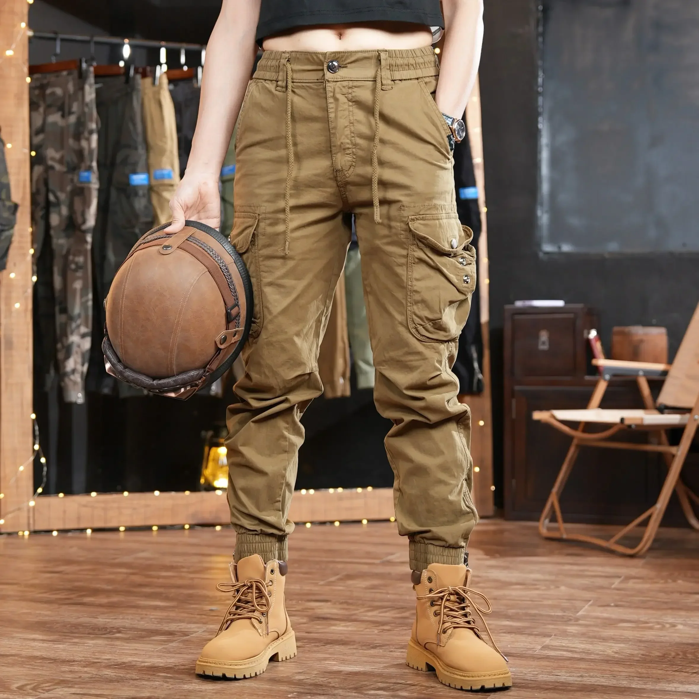 Men'S Fashion Khaki Pants - Multi Pocket Outdoor Broek Man Cargo