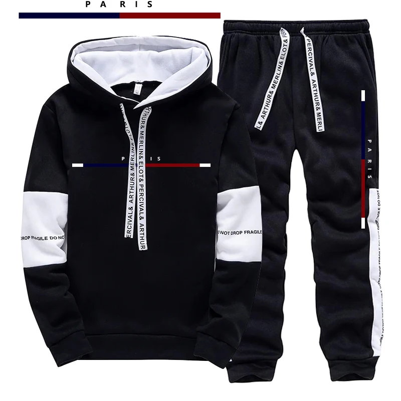 Paris Men'S Fashion - Parijse mode bedrukte herenset/hoodie/broek herfst dagelijks