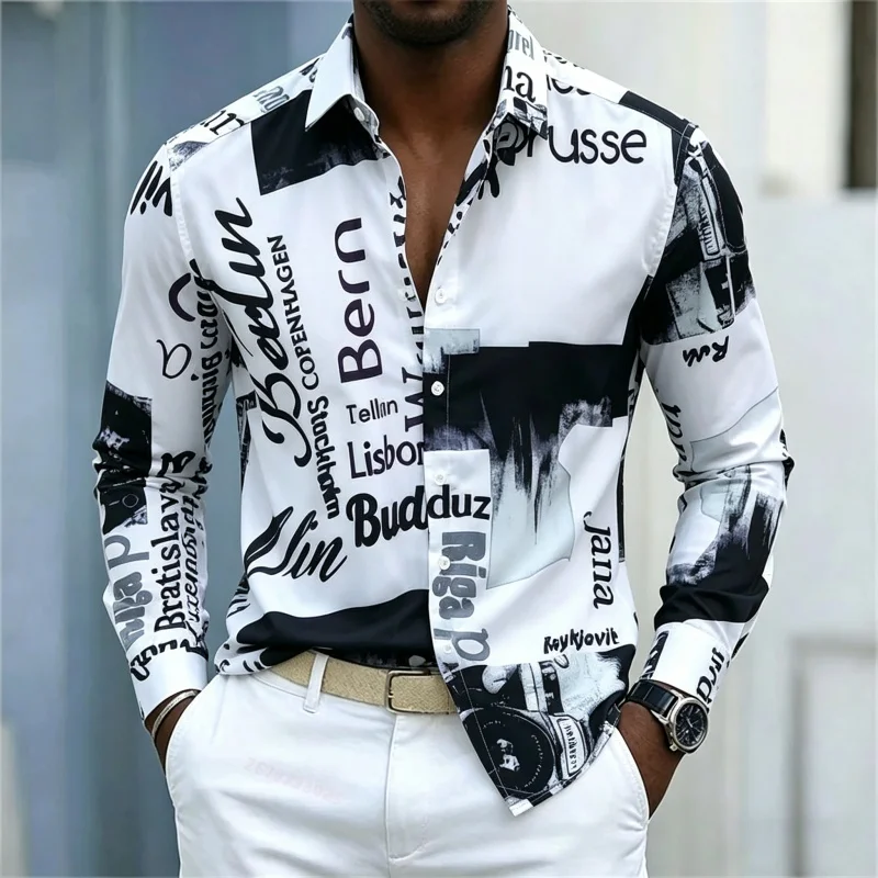 Heren overhemd met print, lang - Mens Fashion Casual recensie en prijs