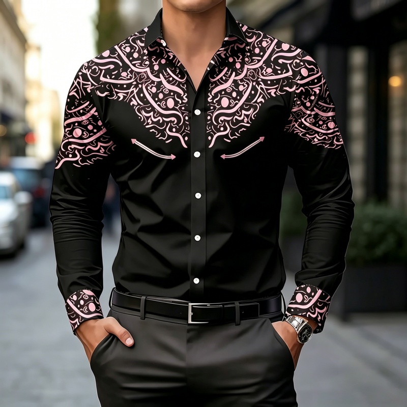 Zwart-wit contrastprint overhe - Mens Fashion Casual recensie en prijs