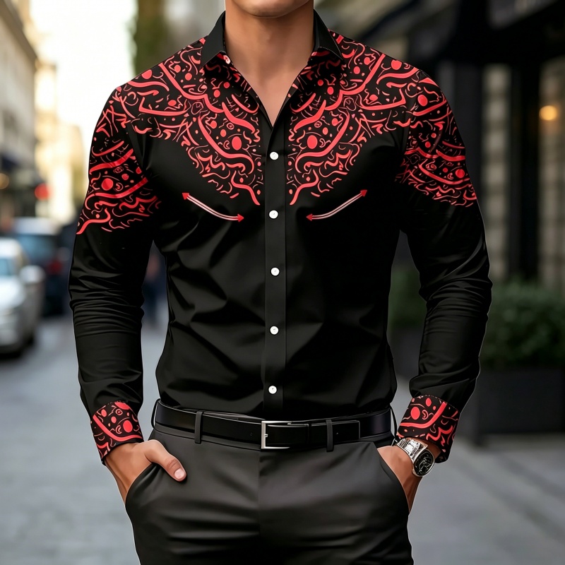 Zwart-wit contrastprint overhe - Mens Fashion Casual recensie en prijs