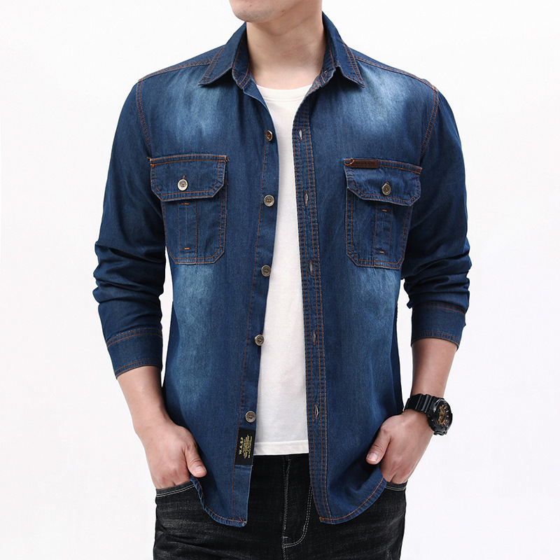 Nieuwe mode heren lichtblauwe  - Jeans Shirt Fashion For Men recensie en prijs